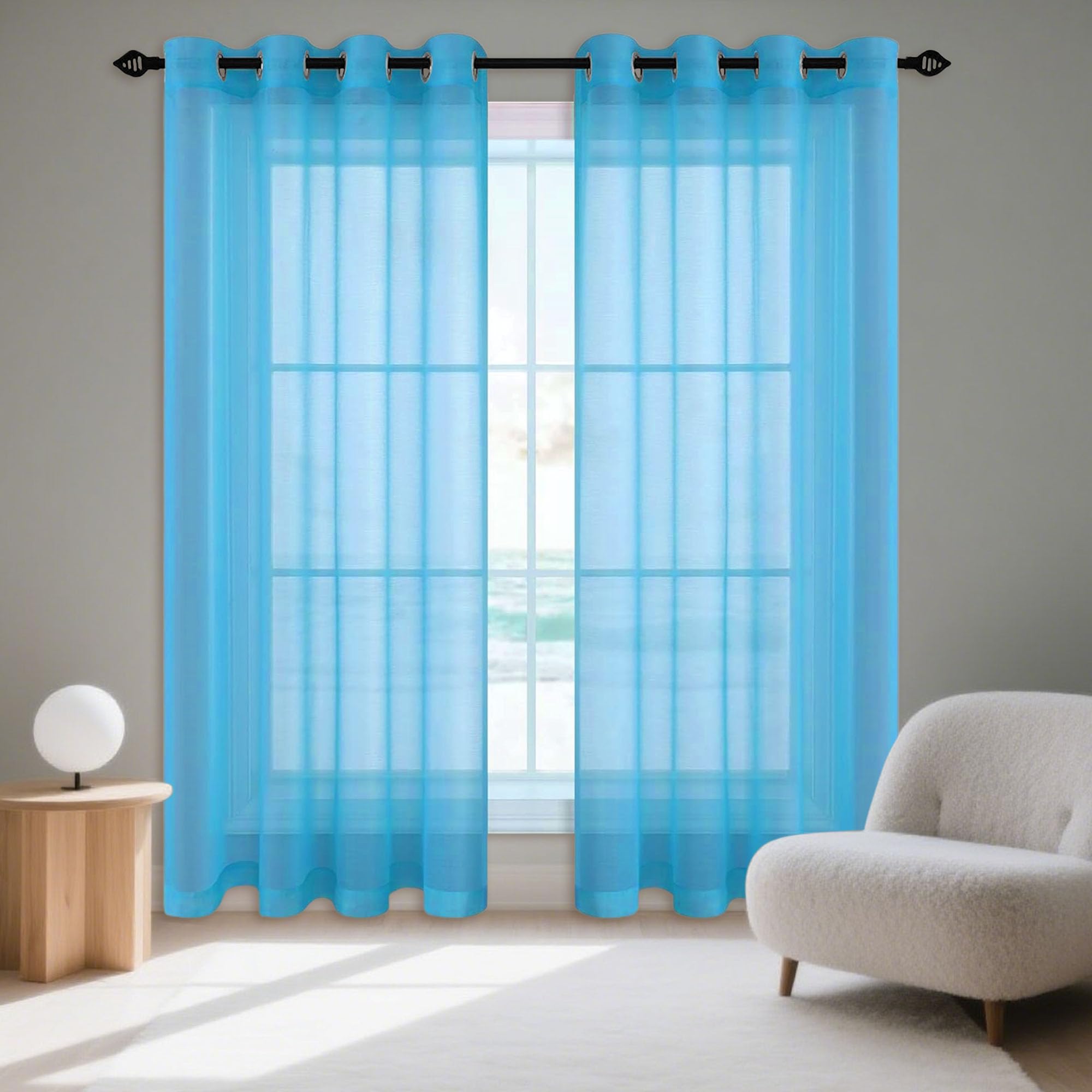 Voilage oeillets bleu ciel 240x320 pour masquer un placard ou vis à vis