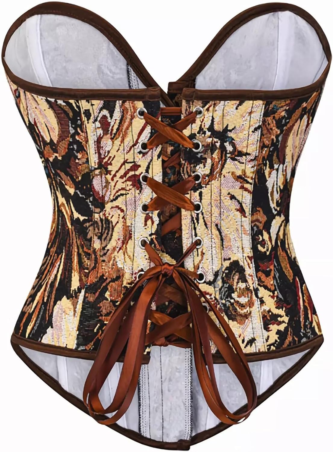 Vintage Corset for Women Victorian Floral Print Overbust Bustier Tops Renaissance Lace Up Bodyshaper - Image 2