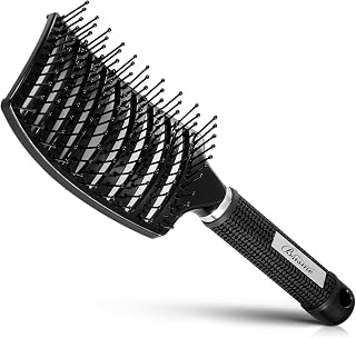 Bsisme Curved Vented Hair Brush for Faster Blow Drying - Professional Detangling Paddle Brush for Wet Dry Curly Thick Straight Hair Women Men