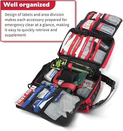 Miniatura 5 de Kit de primeros auxilios grande, sistema Molle desmontable multiusos kit médico de emergencia para el hogar, coche, camping emergencia al aire libre.
