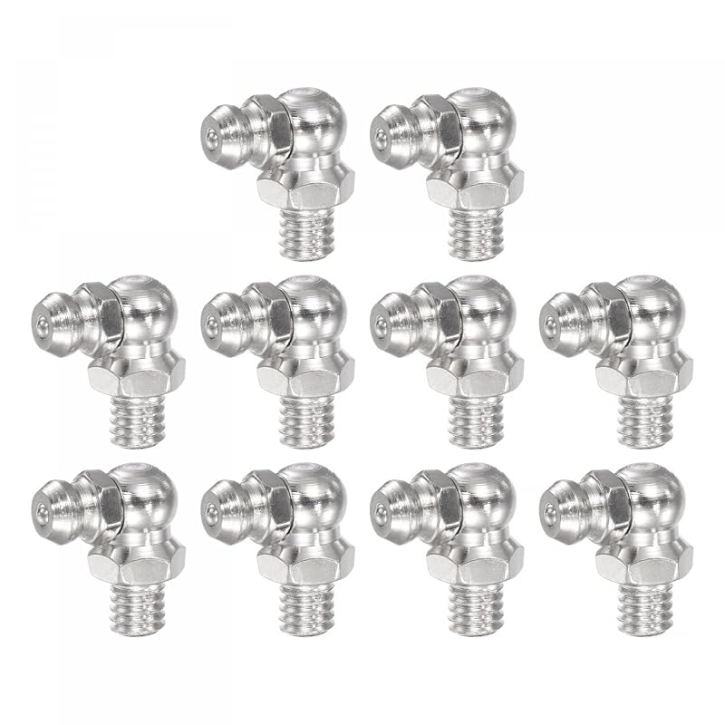 Kit de 20 Graxeiras Hidráulicas em Ferro Niquelado, Cotovelo de 90°, Rosca M6 x 1 mm uxcell