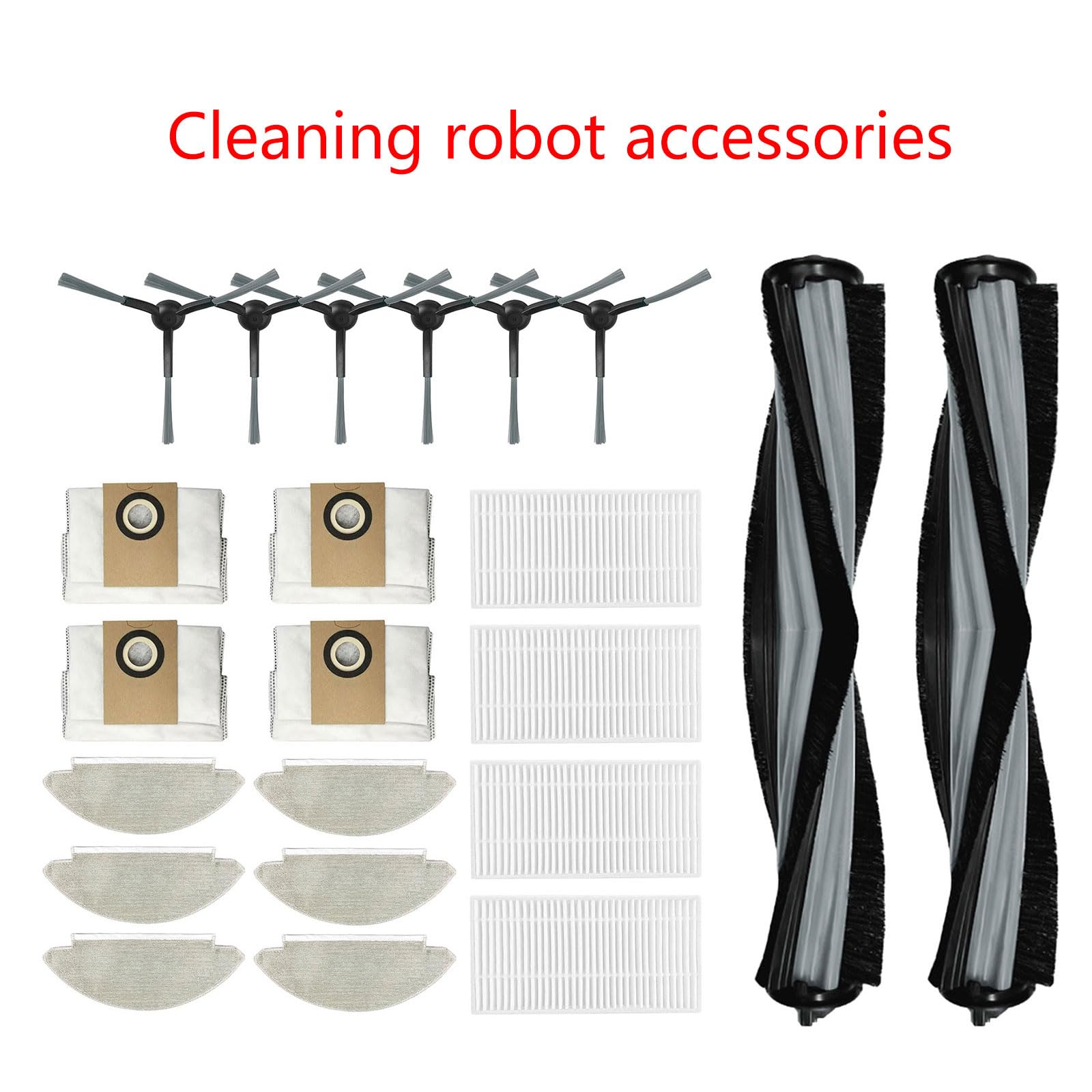 Aspiradora mopa almohadillas rodillos cepillo bolsa de polvo filtro lado cepillo robot vacío accesorios ABS barredora