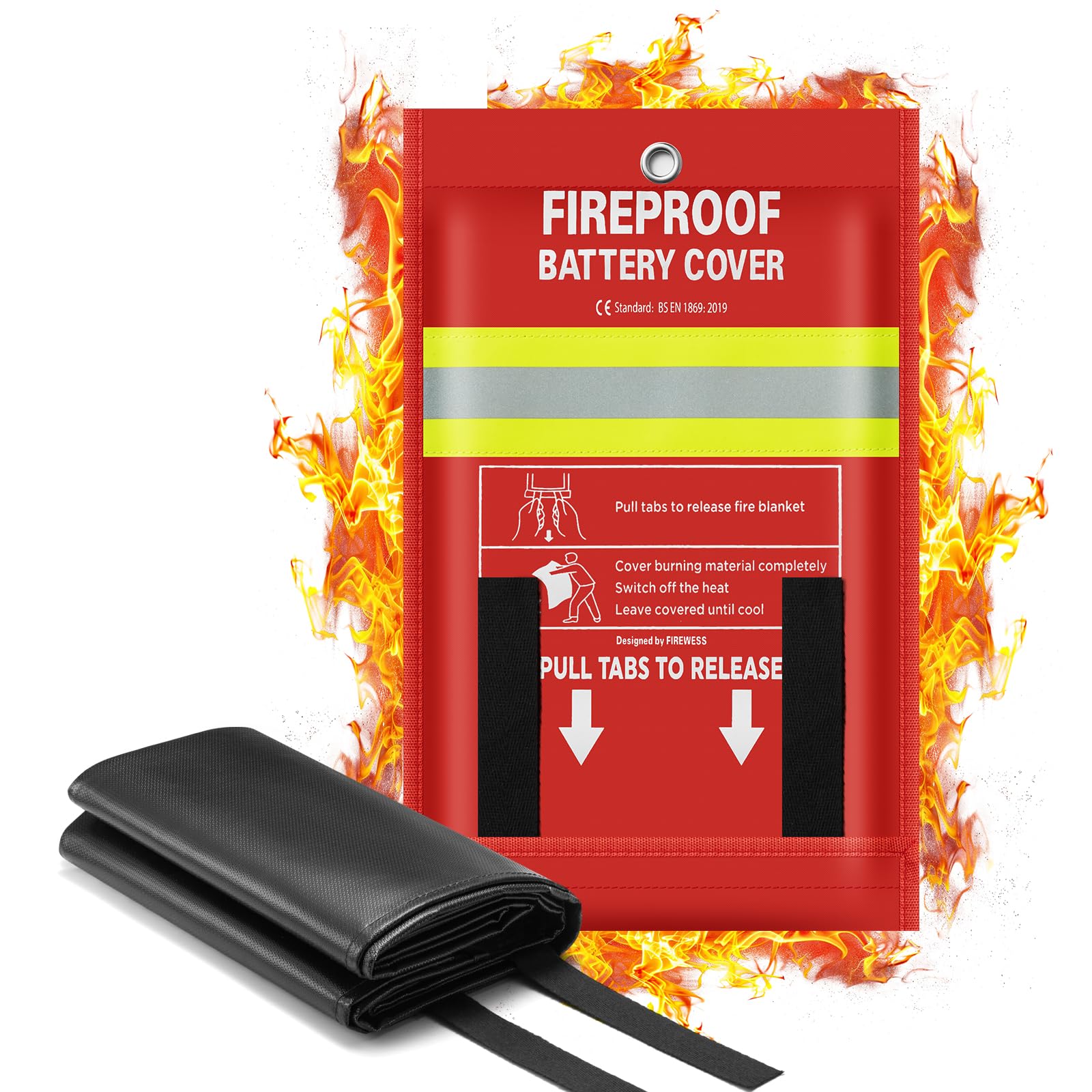 Couverture Anti feu d'urgence, Protection Ignifuge et Isolation Thermique, Couvertures Anti-feu Ignifuge pour batterie au lithium (150 x 200 cm)
