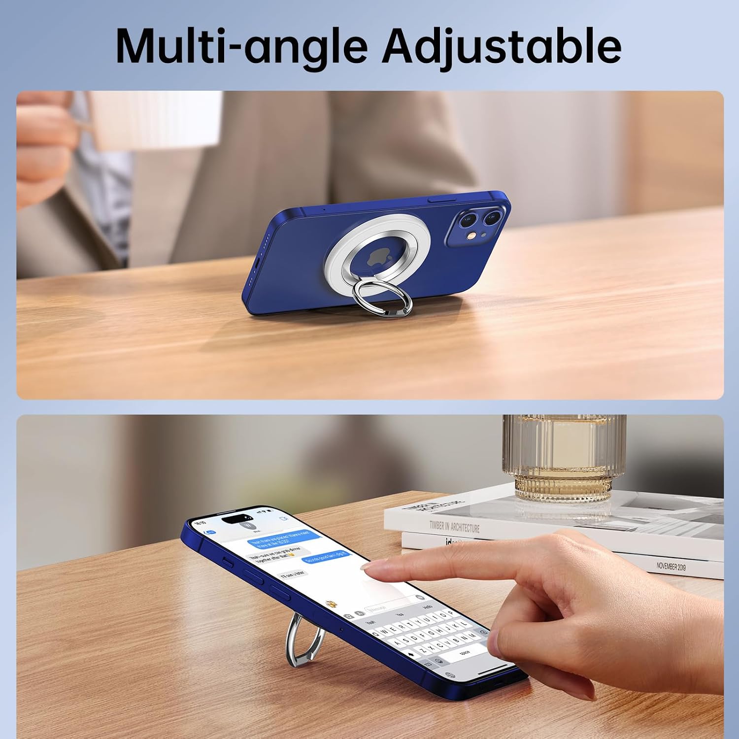 SYNCWIRE Magnetic Phone Ring Holder for MagSafe, 360° Rotation Cell Phone Grip Stand Finger Ring Kickstand Two-Sided Magnet Compatible with iPhone 17 Pro Max 16 15 14 13 12 MagSafe Accessories