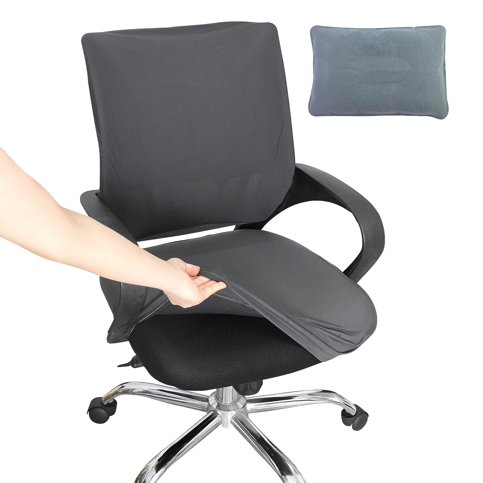 1 Piece Dark Grey Elastic Office Chair Cover, Washable, Office Chair Cover, Universal Removable, Elastic Cover, Modern Chair Cover, for Office Chairs