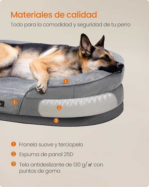 Foto 5 de 7 de Feandrea Cama para Perros Extra Grandes, 122 x 85 x 18 cm, Ortopédica, Espuma de Nido de Abeja
