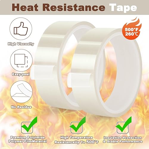 Miniatura 4 de Billbotk Cinta resistente al calor de 0.787 in para sublimación, cinta de transferencia de calor para prensa de calor, cinta térmica sin residuos