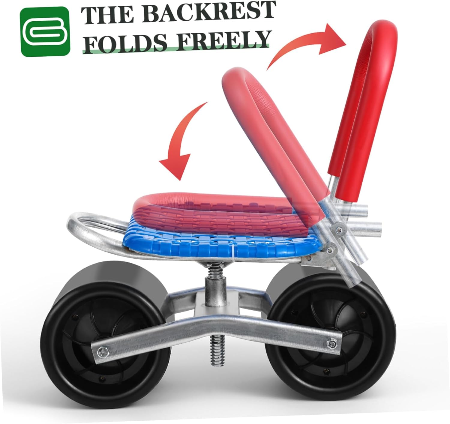 Heavy-Duty Garden Stool with Wheels Adjustable Rotating Gardening Seat Cart High Planting for Garden Work