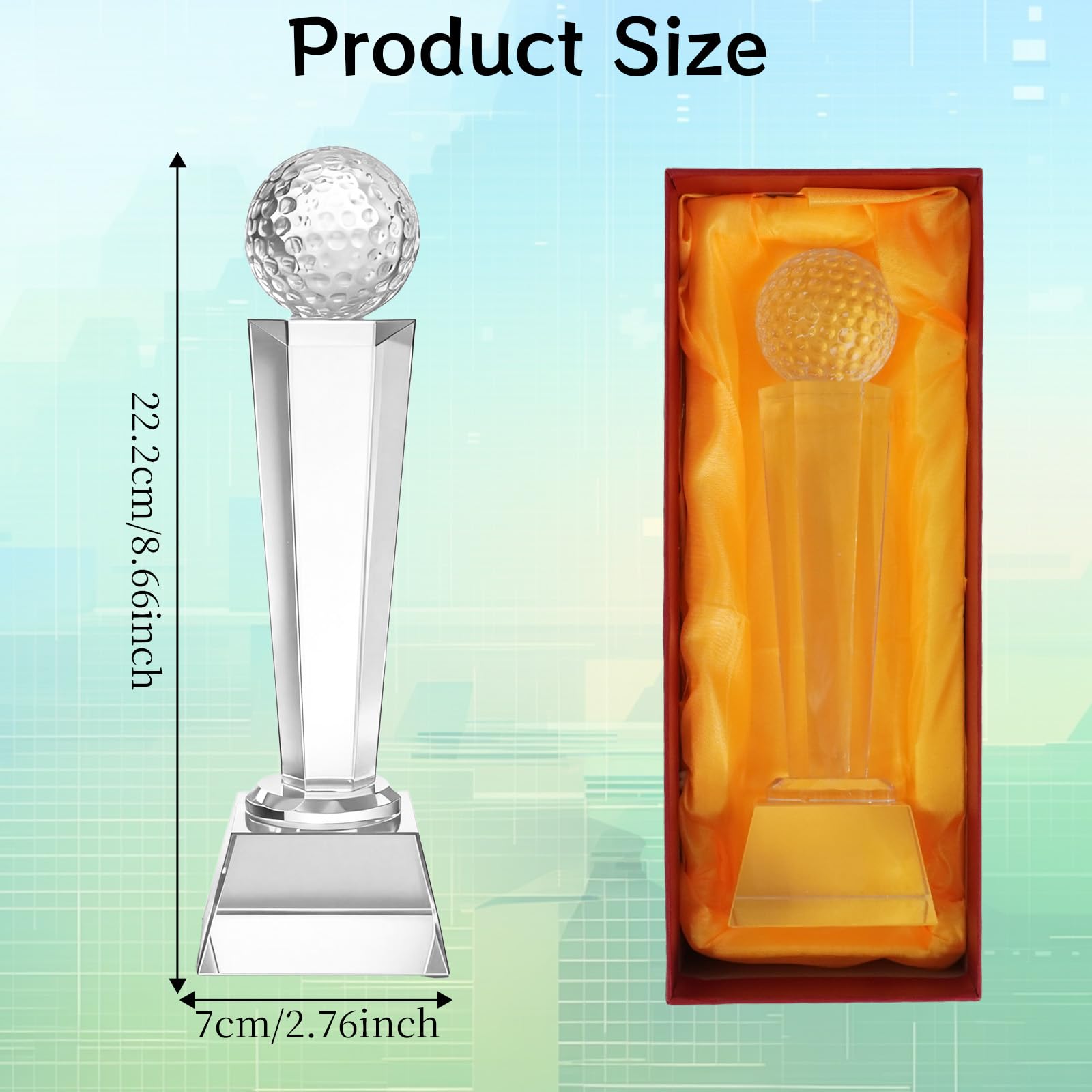 Kristallglas-Trophäe mit Geschenkbox, Turniertisch, Desktop-Dekoration, groß, für Vatertag, Geburtstag, Jahrestag, 3 Stück