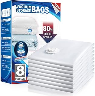 8 Pack Vacuum Storage Bags for Comforter and Blankets, Jumbo Vacuum Seal Bags for Bedding 40x31 Inch, Space Saver Bags for Clothes, Pillows, Saving More Closet Space