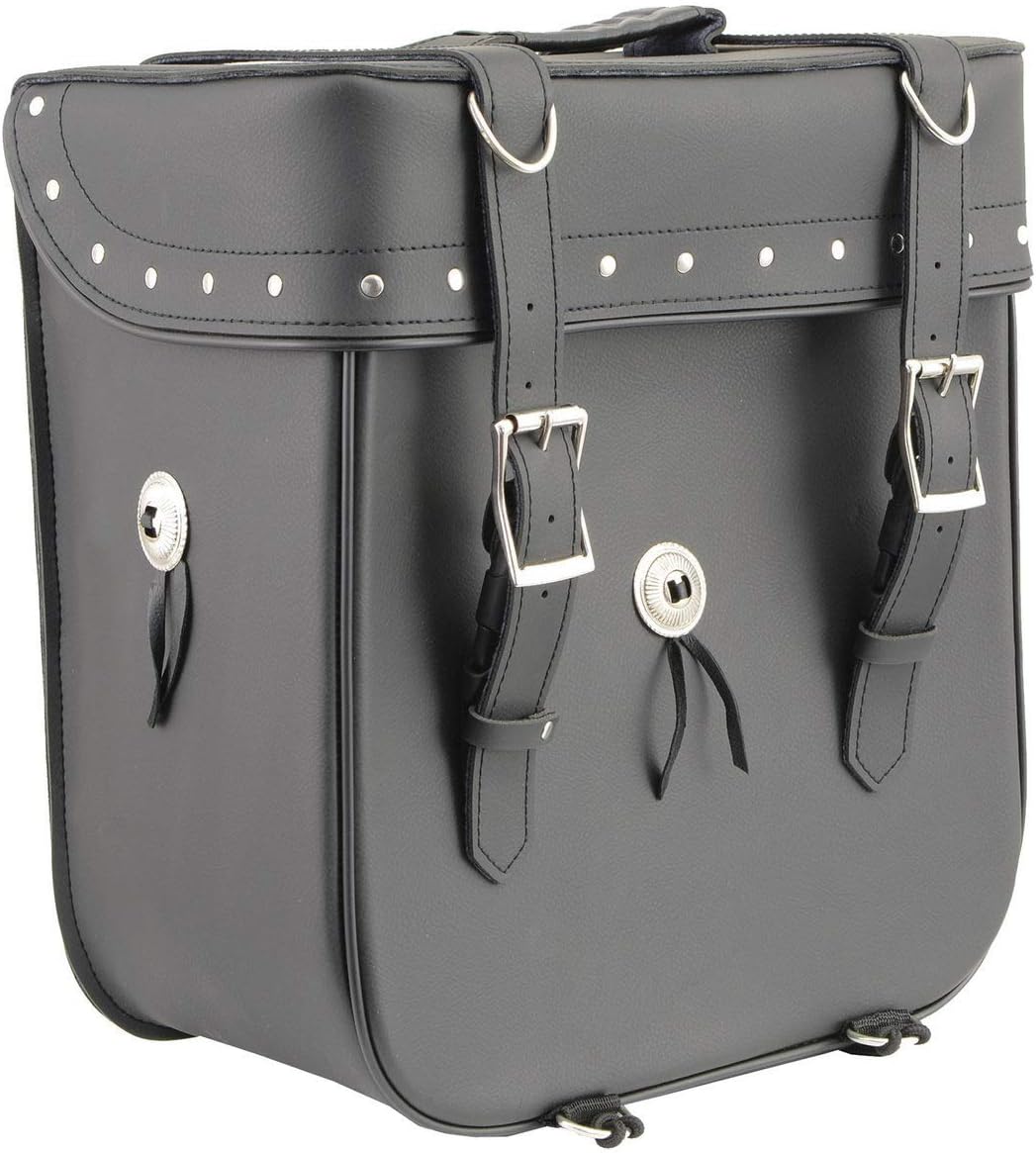 Milwaukee Leather SH581 Medium Black ‘Studded’ PVC Sissy Bar Motorcycle Bag - Medium