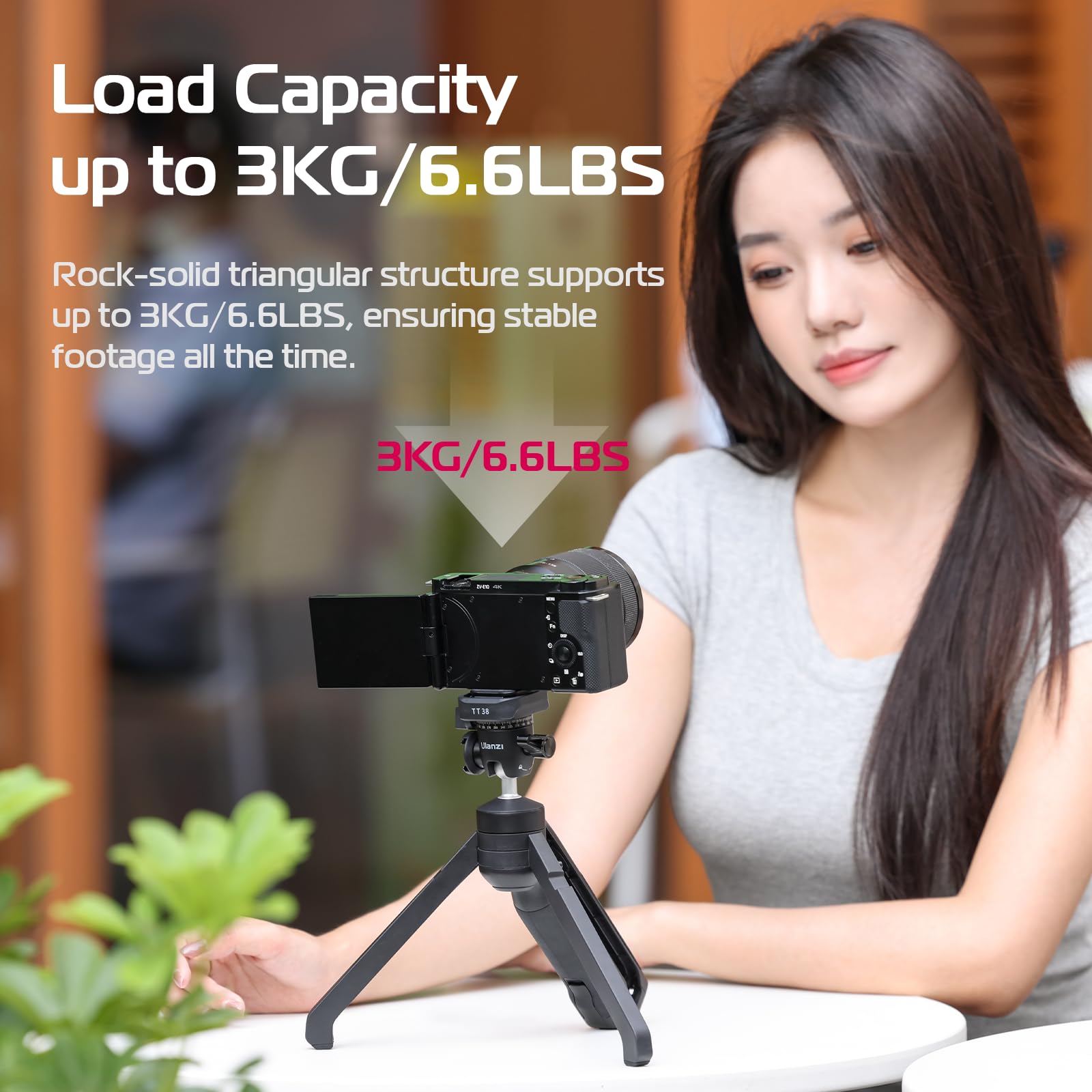 ULANZI TT38 Mini Stativ mit 3kg Belastbarkeit und F38 Schnellspanner, kompaktes Reisestativ für Sony a7c, Nikon Z30 und Fujifilm X-S10/X-S20