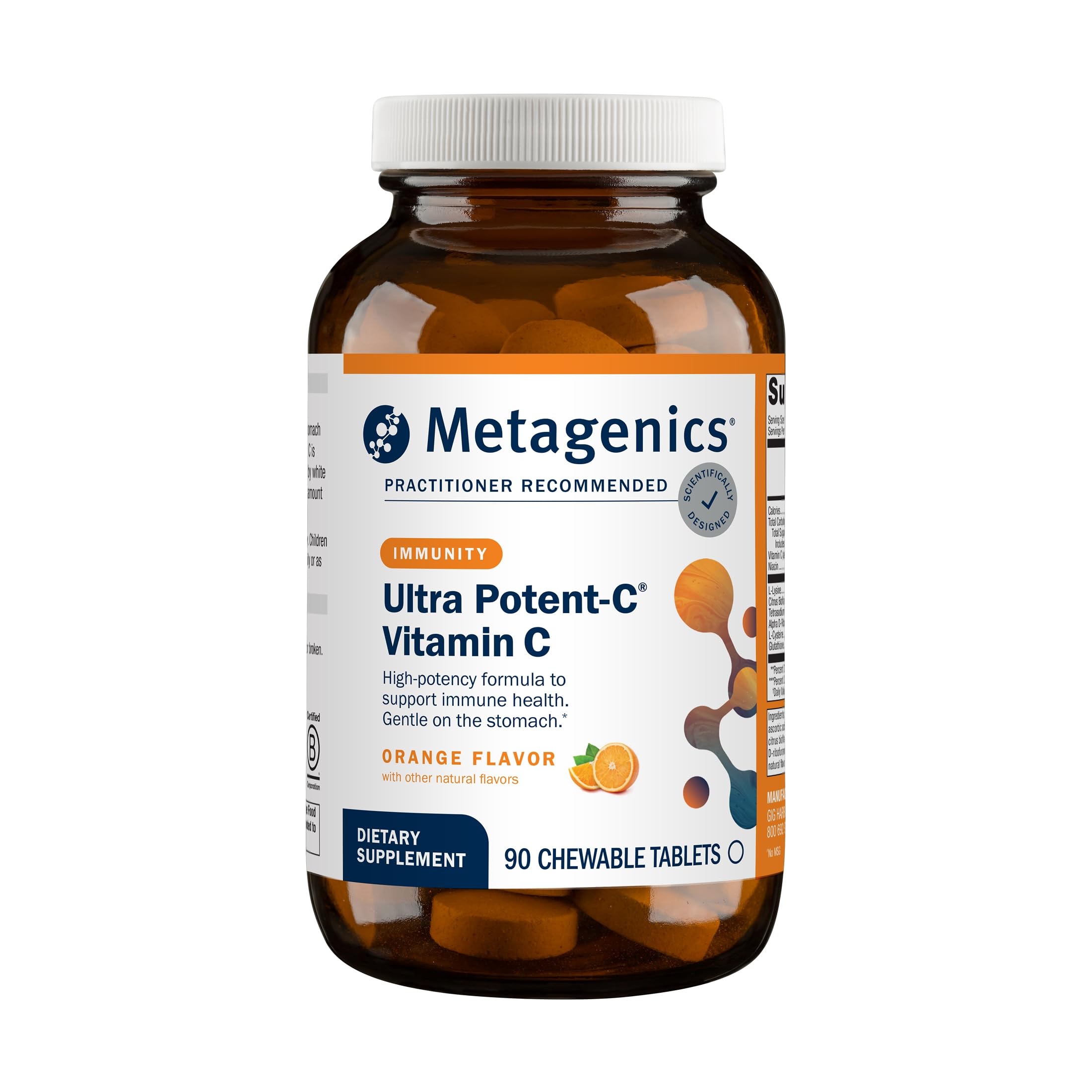 Metagenics Ultra Potent-C Chewable, Natural Orange Blast Flavor, 90 Tablets