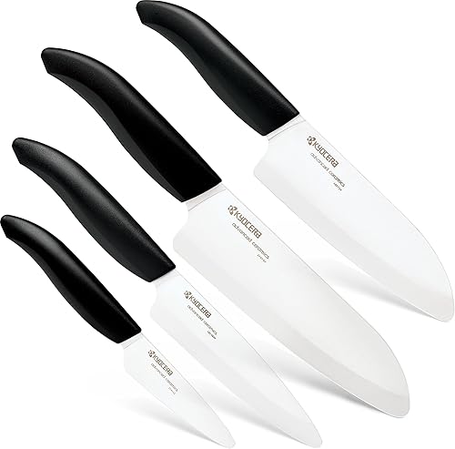 Vista 18 de Kyocera 's Revolution - Juego de cuchillos de cerámica de 4 piezas: cuchillo de chef para tus necesidades de cocina, incluye Santoku de chef de 6