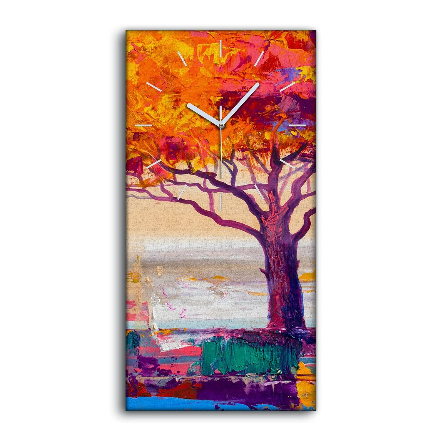 Horloge sur Toile nature forêt rouge pour décoration salon zen