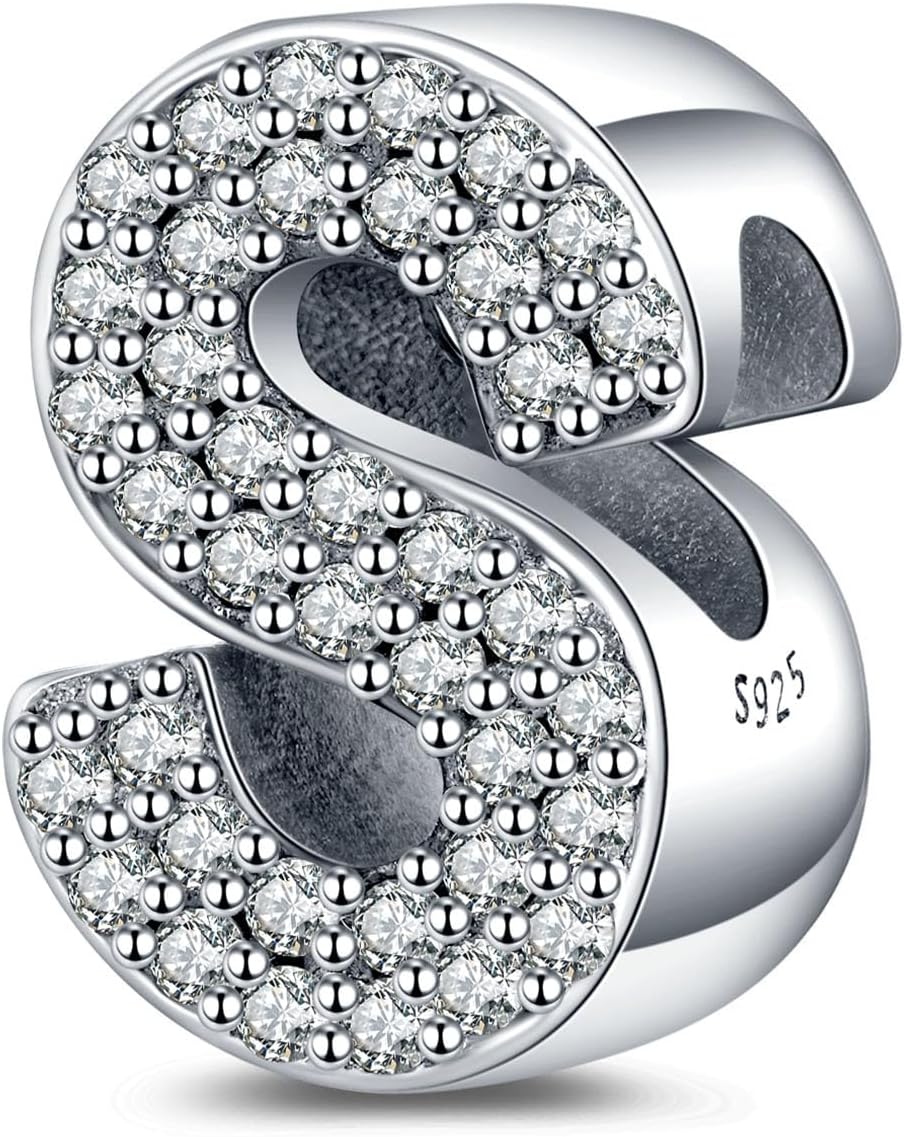 Annmors Charms Initial Letter Z Charm Alphabet Dangle Beads Happy Birthday Charms for Bracelet and Necklace Valentine's Day Mother's Day Gift