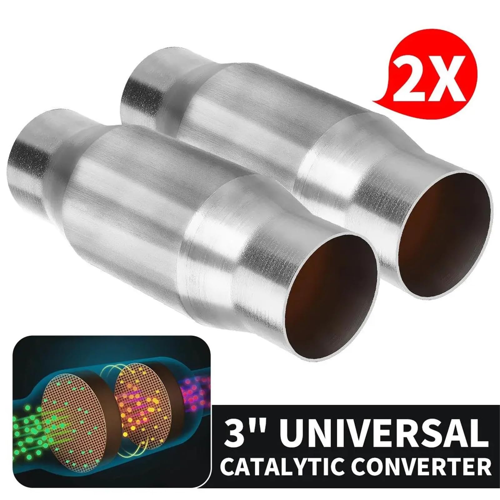 katalizator akcesoria 1/2X 3-calowy uniwersalny wlot/wylot, 400-komorowy spawany katalizator ze stali nierdzewnej o długości 11 cali, o wysokim przepływie katalizator samochodowy(1pc)