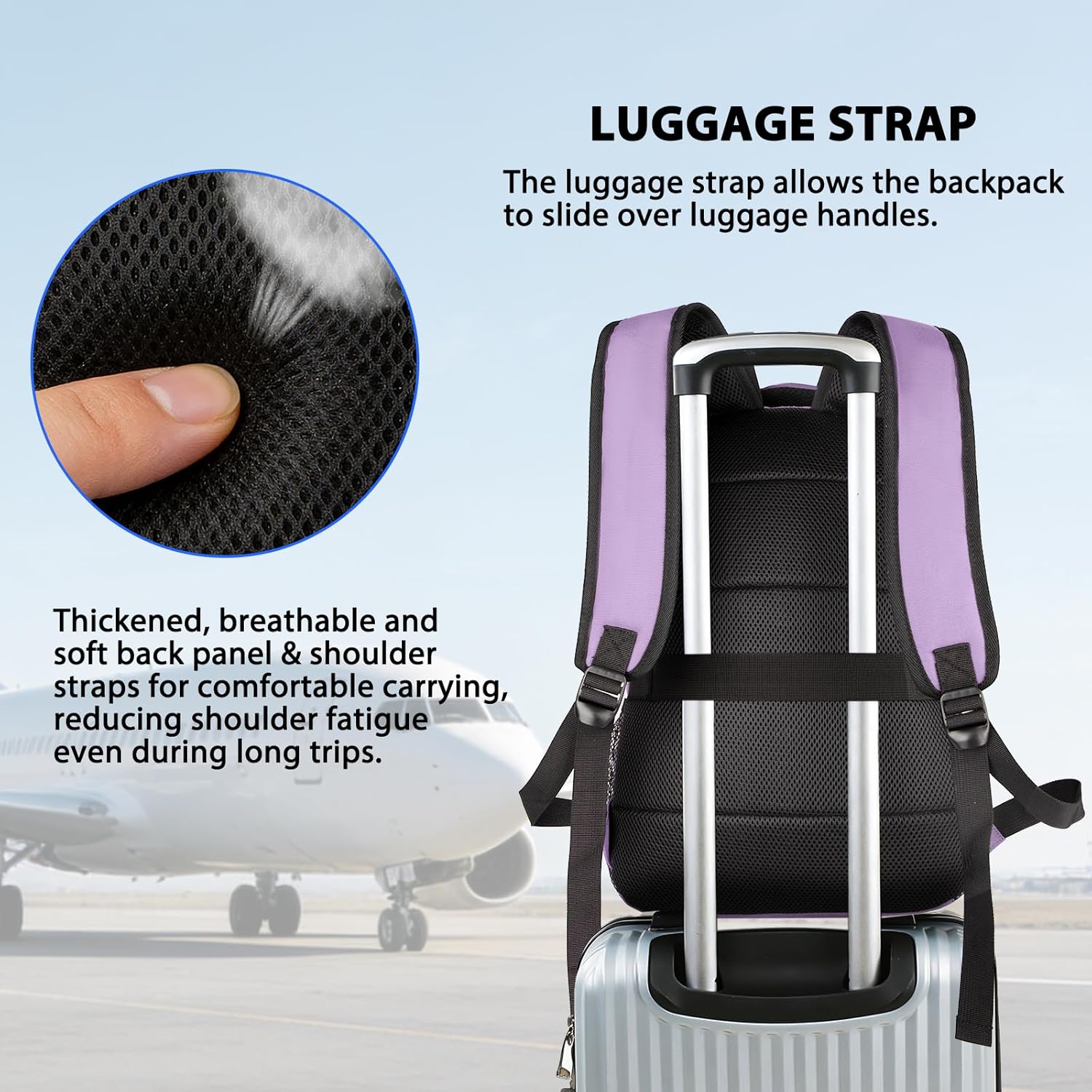 Goloni Laptop Backpack for Men Women, 17 Inch Travel Backpack with USB Charging Port, Water Resistant Lightweight Backpack with Compartments, 30L Casual Daypack,Purple