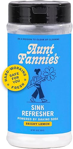 Aunt Fannie's Refrescante de fregadero, exfoliante en polvo de limón brillante y minimizador de olores para fregaderos, desagües y trituradores de