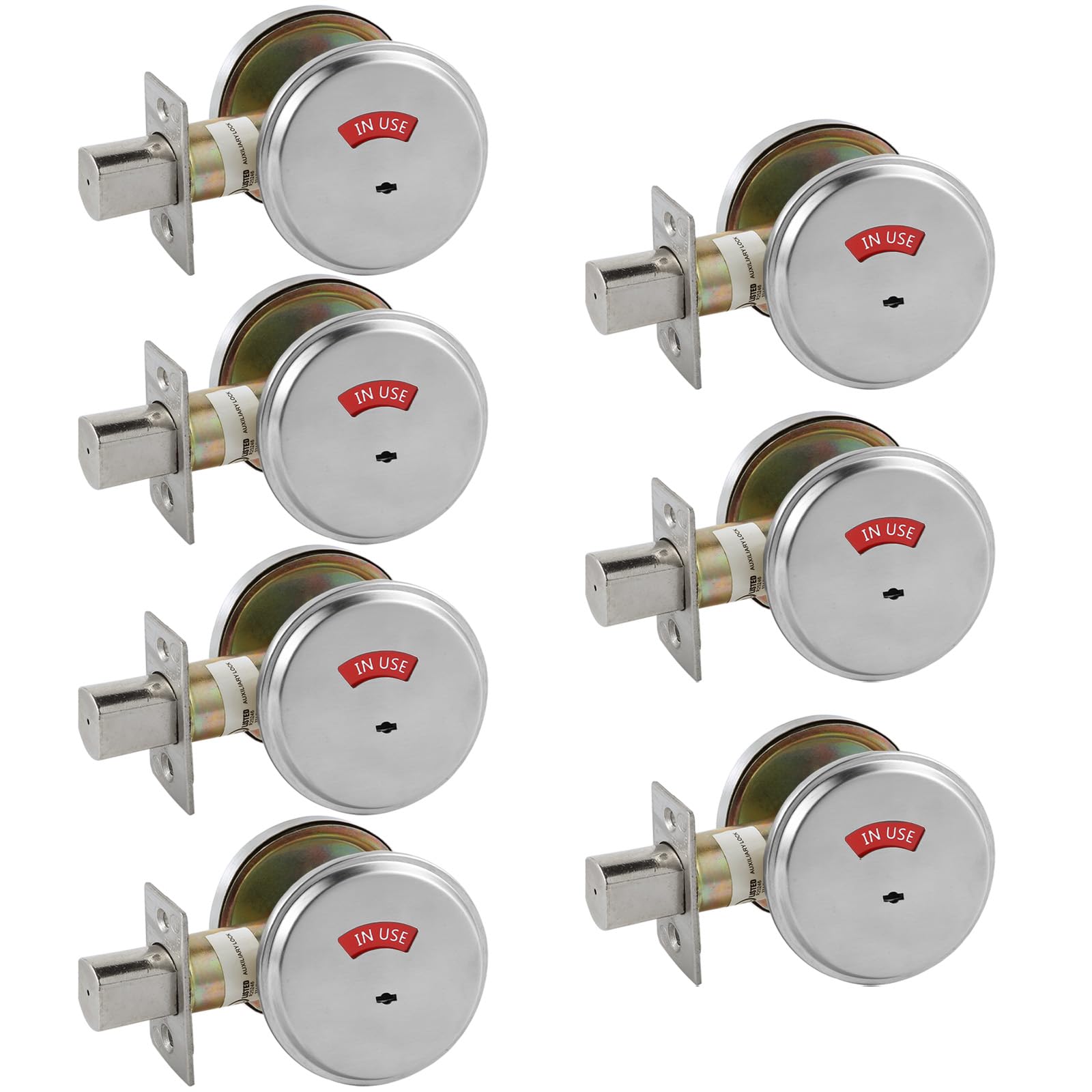 HISAFE in-Use/Vacant Commercial Deadbolt, Heavy Duty Satin Chrome Grade 2 Privacy Indicator Deadbolt for Bathroom/Office, UL3 Hour Fire Rated, Left&Right Handed, 2 3/4" Backset, 7 Packs