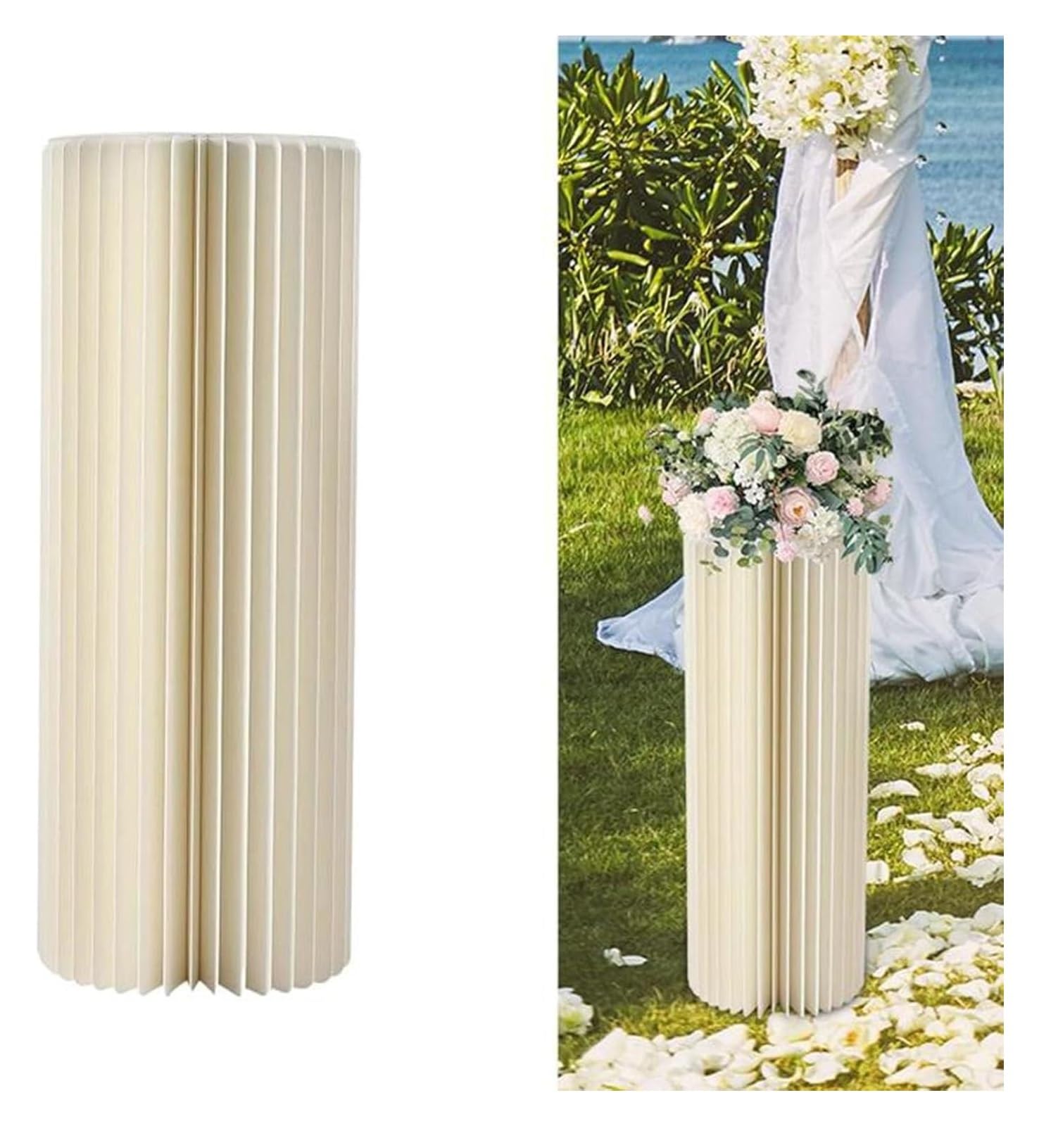 YKMYXZ plinth， Foldable Cardboard Column Roman Display Pillar, Round Cylinder Dessert Table For Birthday Party Decoration(40X60CM)
