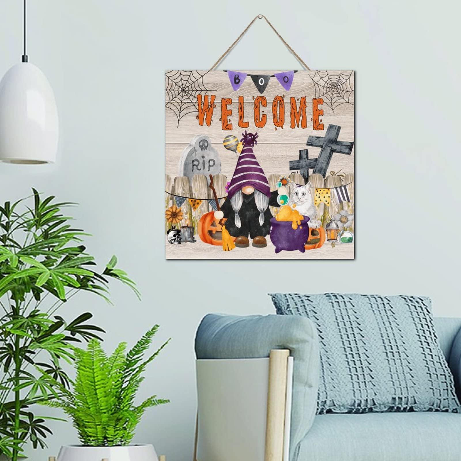 Cadeau rétro bois sorcière et chat noir pour amateurs de déco