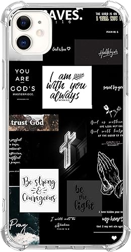 Funda de collage de la Biblia cristiana compatible con iPhone 11, funda negra de TPU para hombres, niñas, mujeres, niños, a prueba de golpes, funda