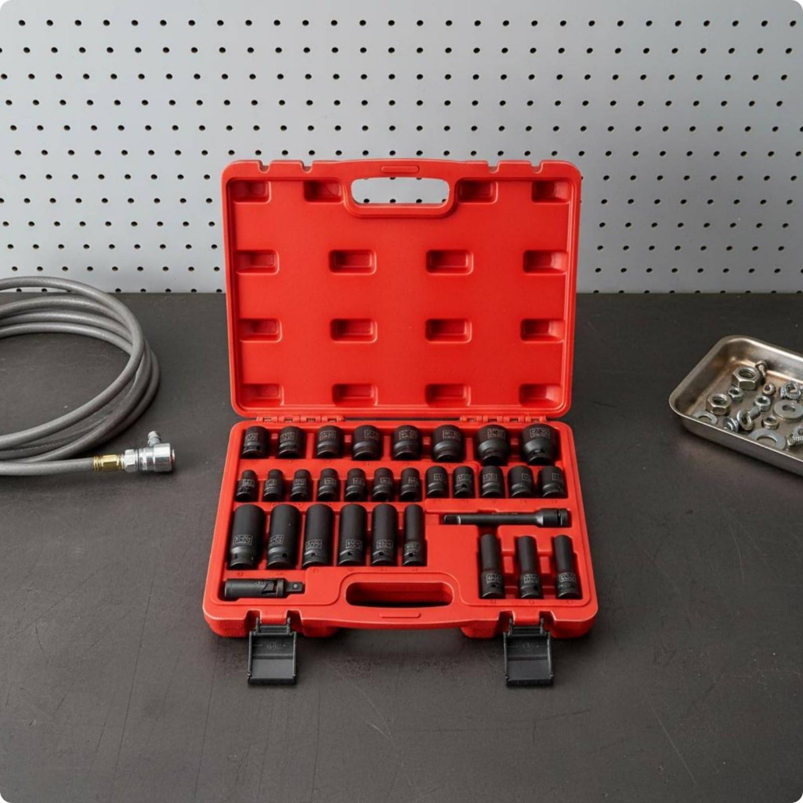 Gralara 31 Piezas Juego Vasos Impacto 1/2 Resistente Al sgaste Juego Vasos Cortos Uso Profesional Vaso Corto Impacto para Taller, Garaje, style to 2
