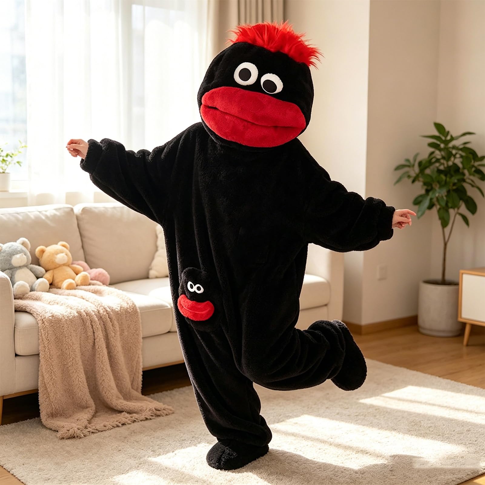 Silly Onesie Lustiger Monster Onesie Big Mouth Monster Kostüm Pyjama | Mundmonster Fleece Schlafanzug Silly Onesie Pyjama Monster-Einteiler Tierkostüm Schlafoverall Halloween Kostüm