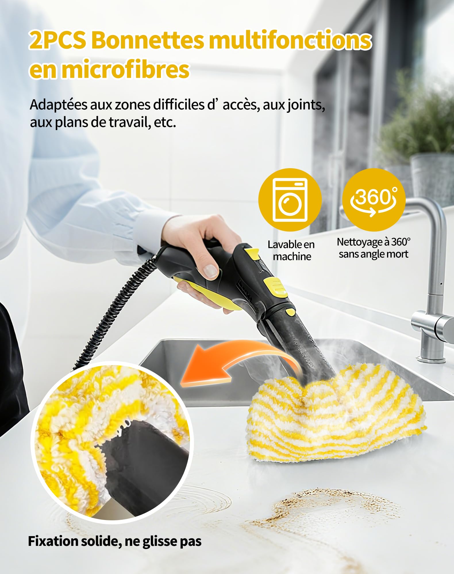 7 Pièces Chiffons de Rechange en Microfibre pour Kärcher SC2 SC3 SC4 SC5 Accessoires pour Nettoyeur Vapeur Karcher Easyfix SC Série Inclus 5 Serpillères et 2 Bonnettes
