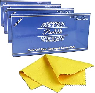 Purest Spring Cleaning and Polishing Cloths for Silver,Gold,| Sterling Silver Jewelry Cleaner Tarnish Remove(4 Pieces) (Me...
