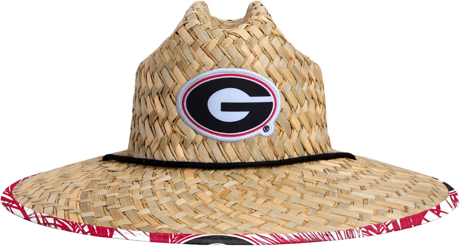 foco ncaa mens ncaa college team logo floral lifeguard beach straw sun hat georgia bulldogs one size team logo