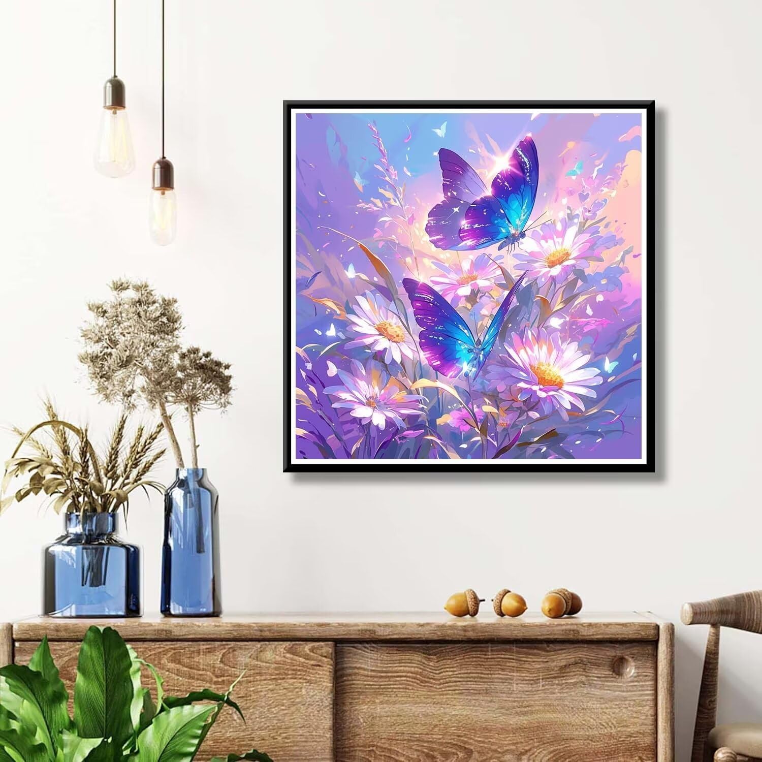 Diamond Painting Guirlande Papillon 5D, Kit De Peinture Diamant En Mosaïque Pour Adulte Et Enfant, Artisanat Vertical De Pierres Précieuses 5D Pour La Décoration De Bureau à Domicile,kit De Bricolage