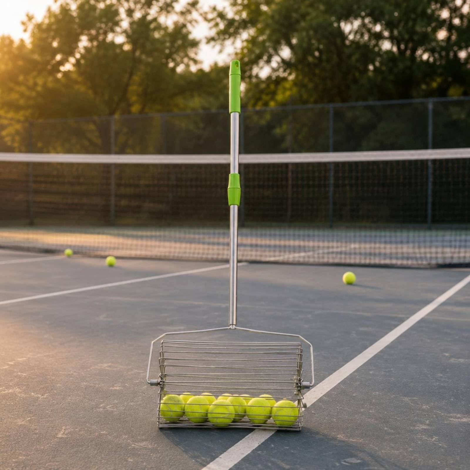 Raccoglipalle Tennis Leggero Raccoglipalle Rotante Grande Capacità Attrezzatura Sportiva per Campo da Golf, Verde, Grande