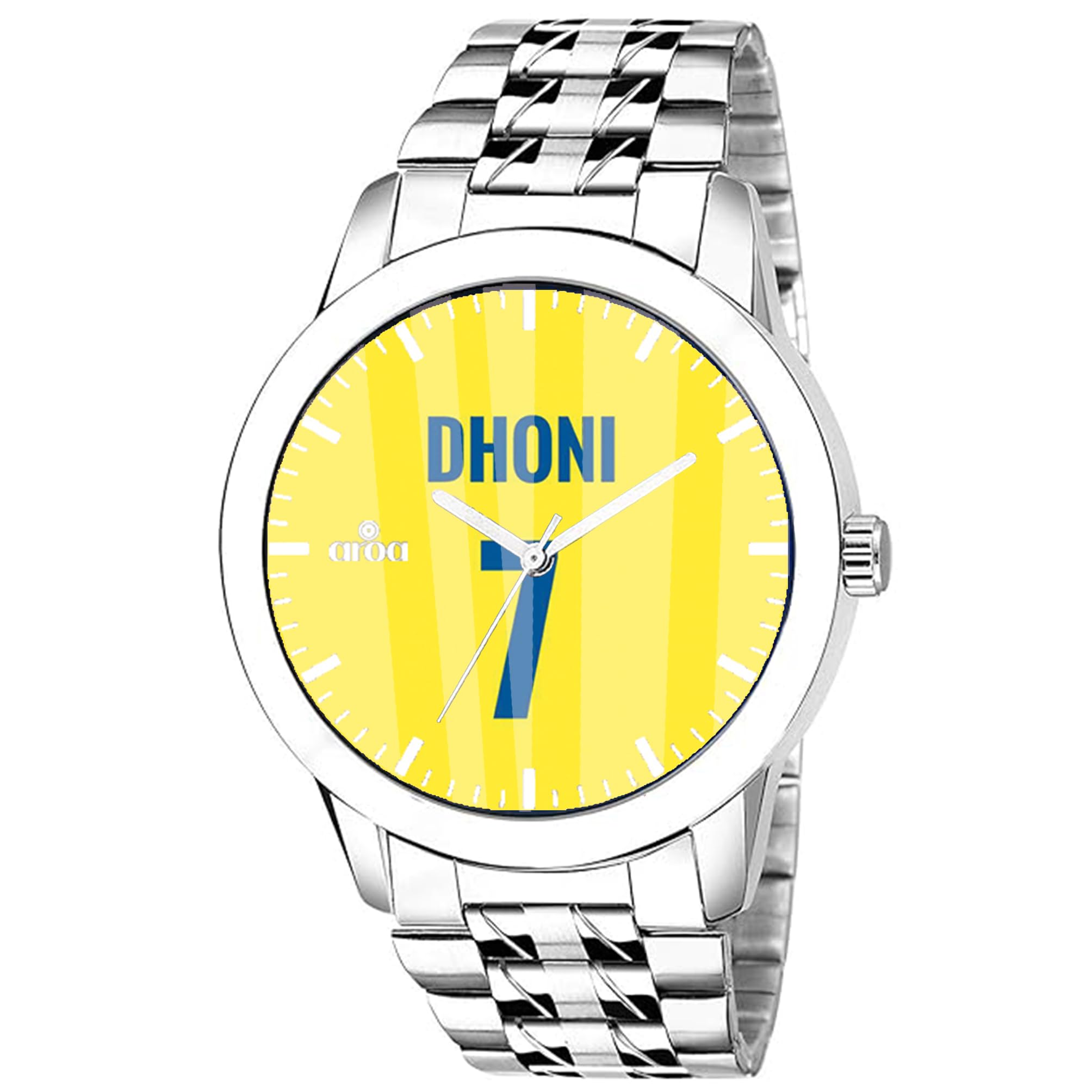 AROA Watch for Men with Dhoni Jersey Watch Model :SS/1/101 in Steel Metal Type Stainless Steel Strap Analog Watch Yellow Dial for Men Stylish Watch for Boys (B0D2P9F4PV) Amazon Price History, Amazon Price Tracker