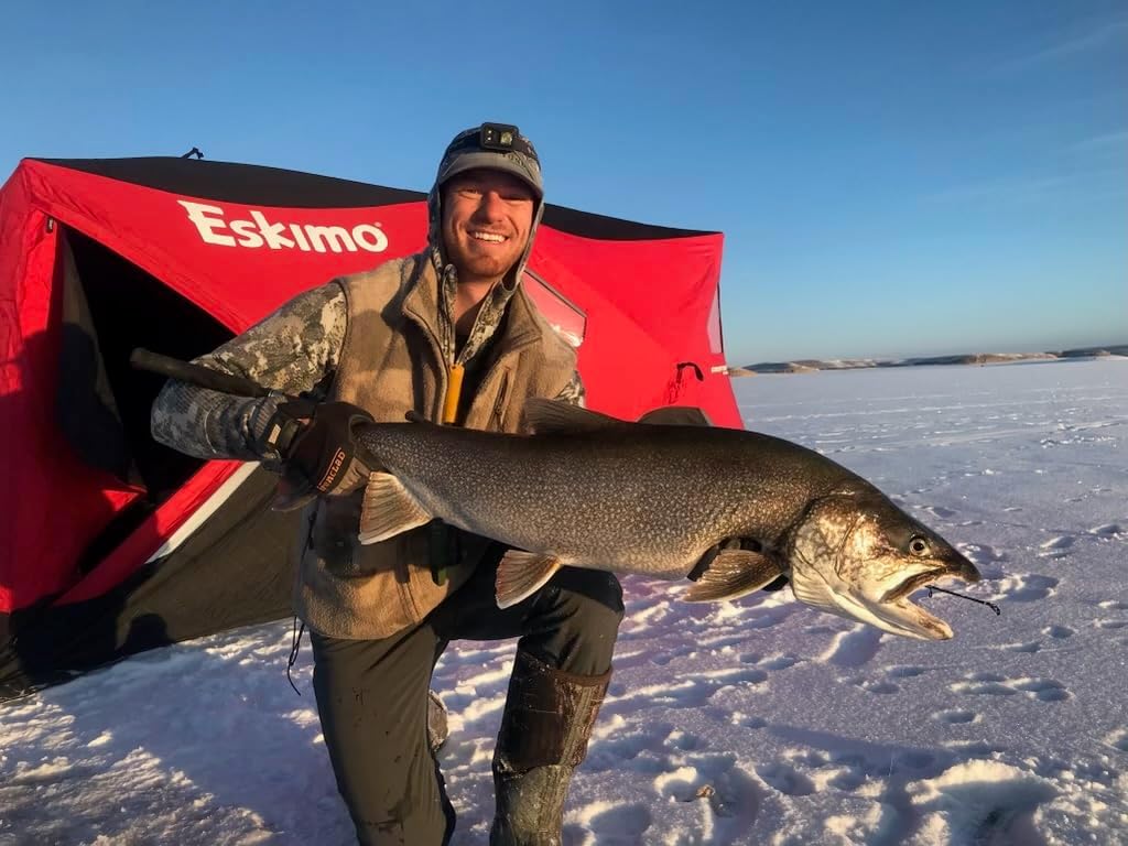Laker S Ice Fishing Rod - Heavy Spinning Rod for Lake Trout - 48'' Fiberglass Blank, Moderate Action