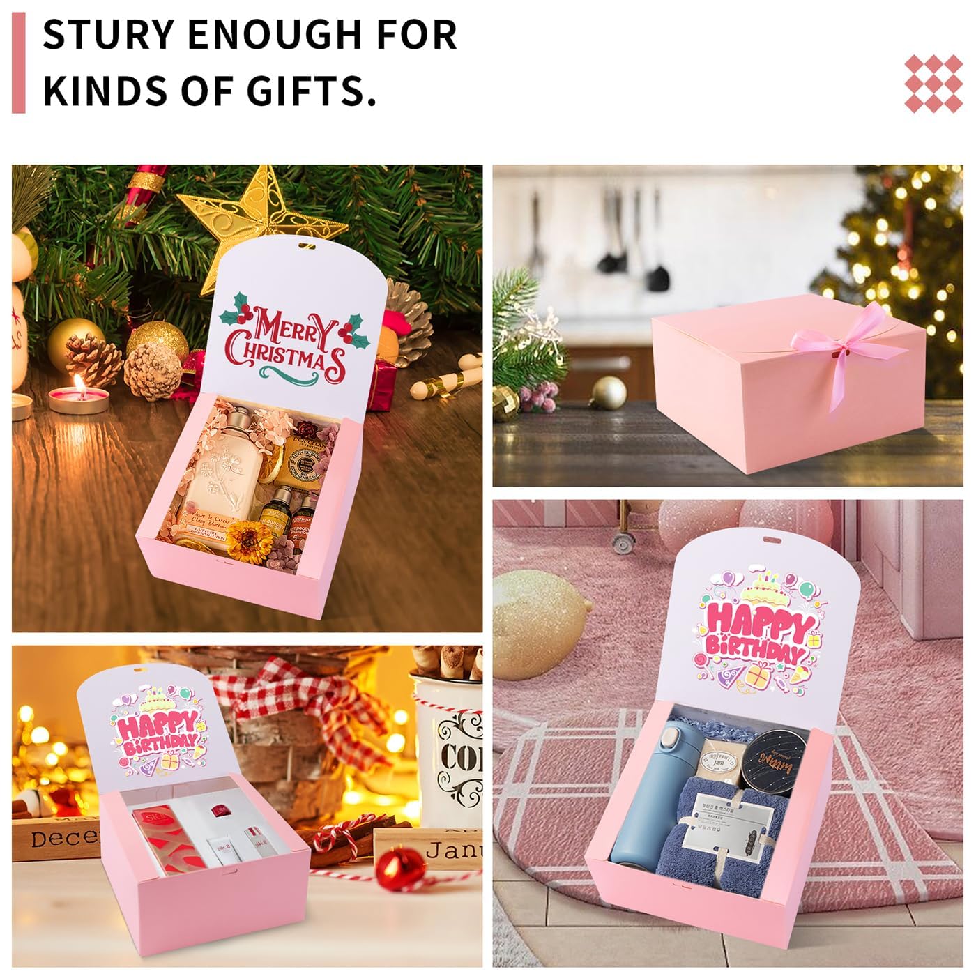 Geschenkboxen mit Deckel, rosa Geschenkboxen mit Schleife, Brautjungfernantragsbox für Geschenke, Kraftpapier, Geschenkboxen für Hochzeit, Weihnachten, Halloween, Babyparty, 12 Stück