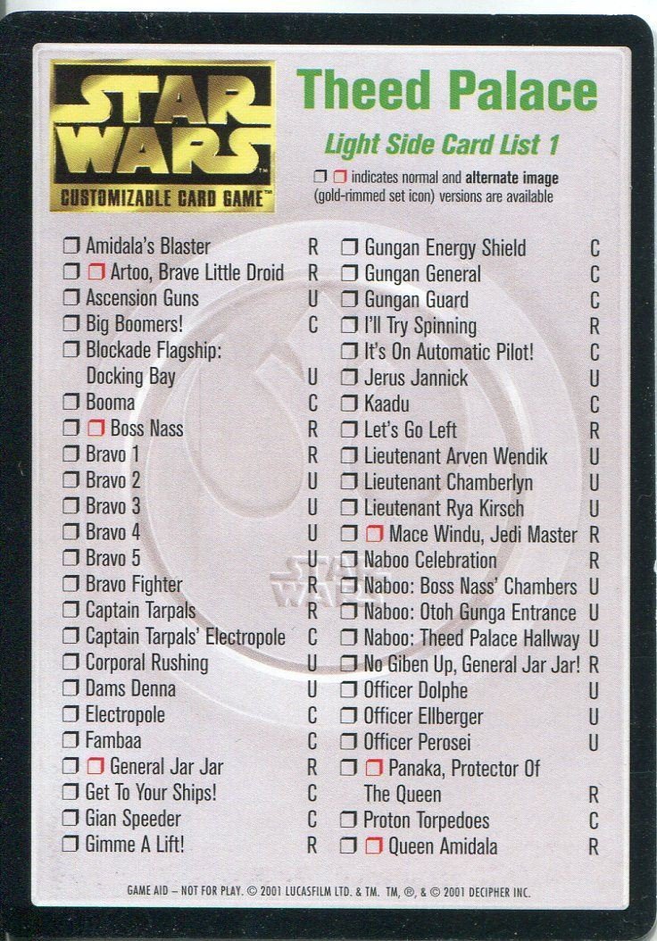 star wars ccg complete card list