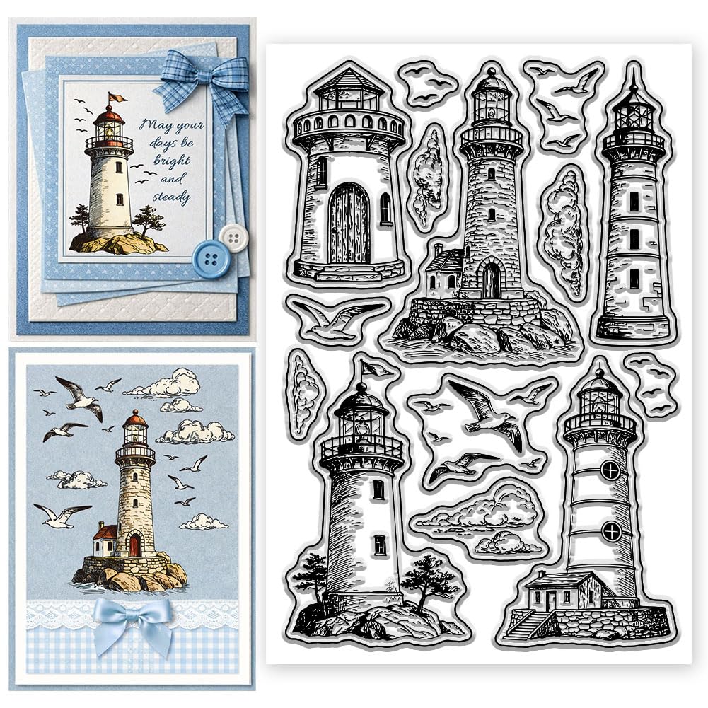 CONCHLERY Clear Stamps Lighthouse Seagull 6.3x4.3 Inch — image 1