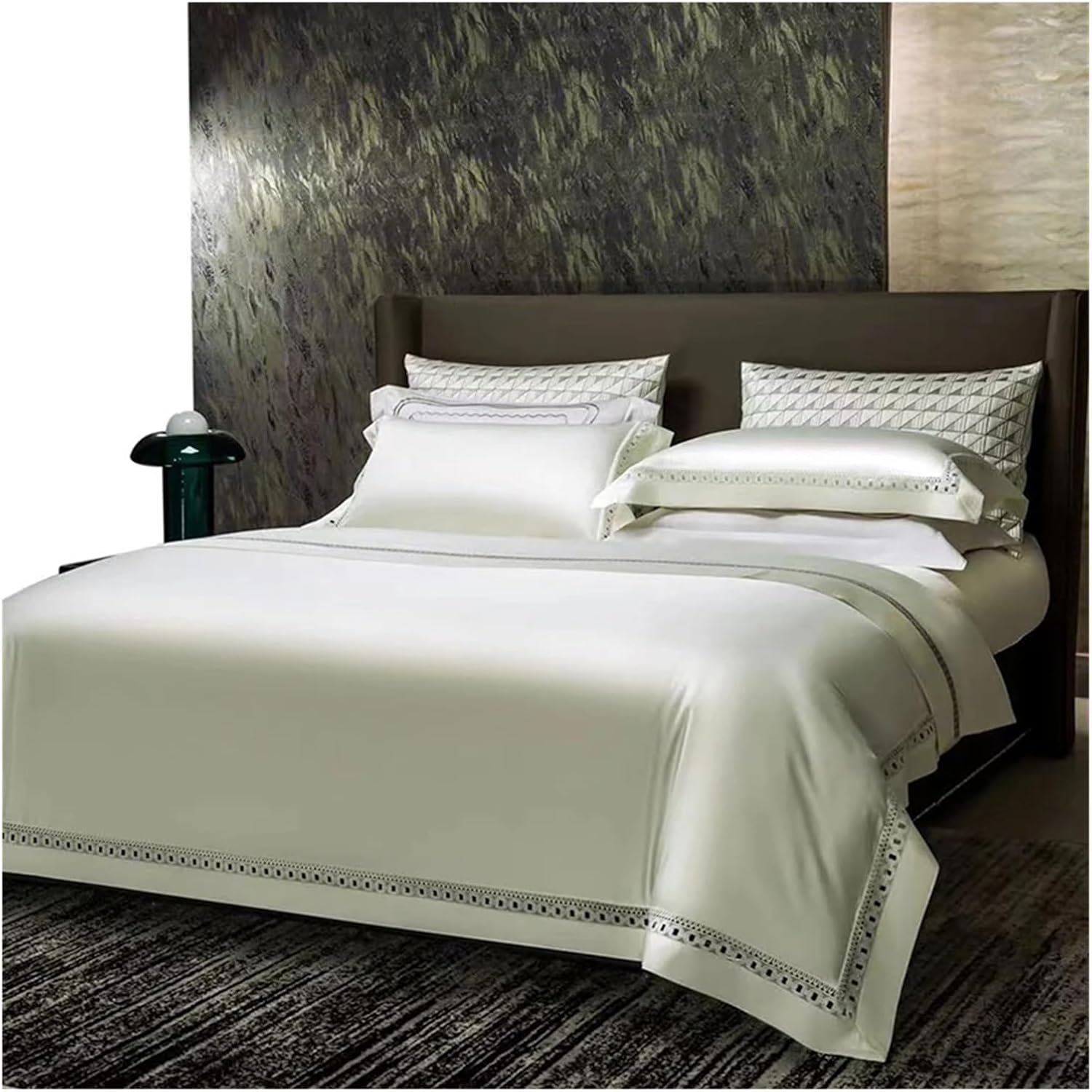 Bed, 1500TC Luxury Egyptian Cotton Bedding Set Flat Sheet and Pillowcases Quality Quilt Cover Queen King Bed Set Ivory Bed Cover Set