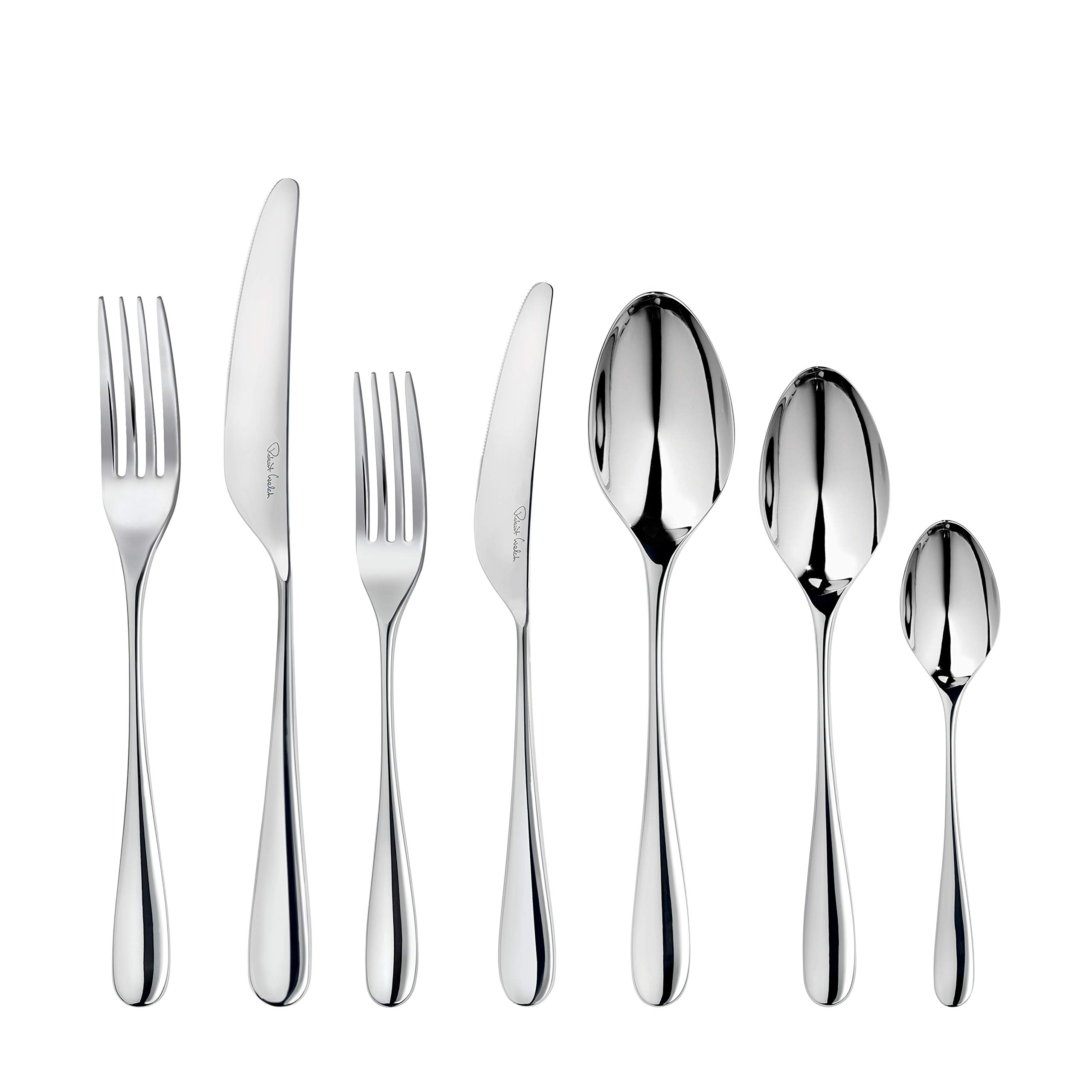 Robert Welch Silver Arden Bright, 42 Piece Cutlery Set For 6 People. Made From Stainless Steel. Dishwasher Safe.
