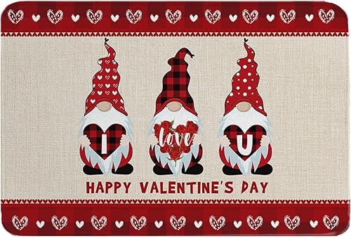 Tapete de baño de gnomo para el día de San Valentín alfombras de baño suaves antideslizantes cubierta lavable alfombras absorbentes alfombra para el