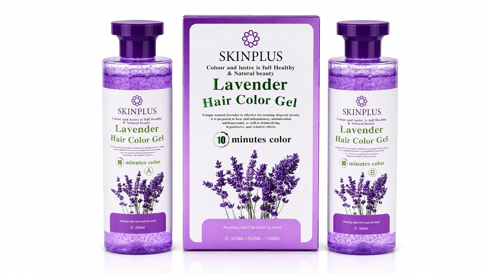 SKINPLUS Lavender Hair Color Gel – 10 Minute Natural Hair Dye with Lavender Extract, Gentle Formula for Gray Hair Coverage, Long Lasting Shine & Healthy Hair, 500ml x 2-image-45