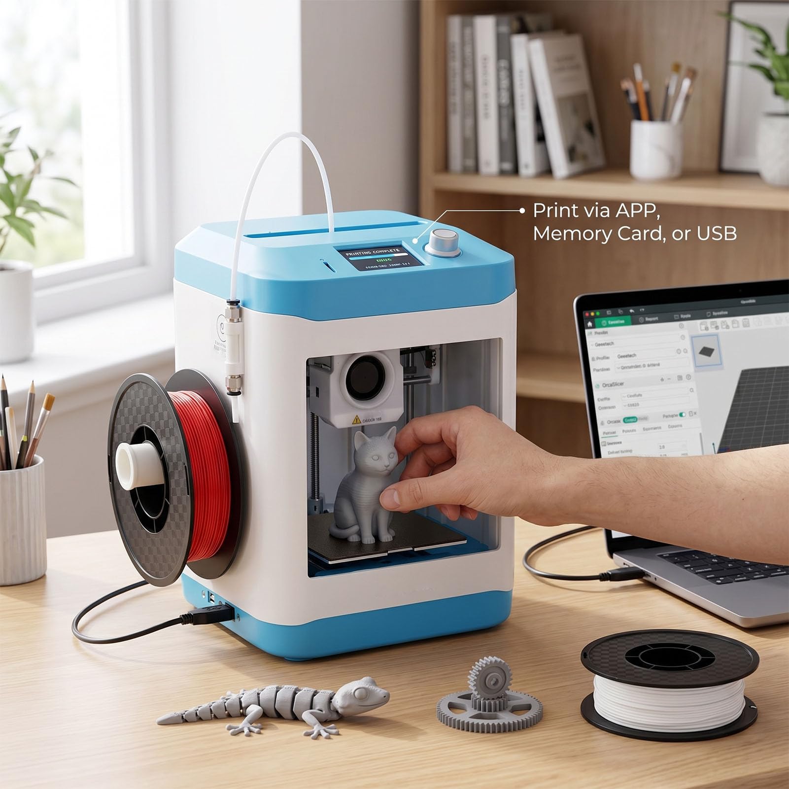 AMONIDA Stampante 3d da Tavolo per Progetti Scolastici Casa E Prototipazione in Ufficio Controllo Tramite App WIFI Livellamento Automatico Stampa Veloce 250MM & S Silenziosa (Spina europea)
