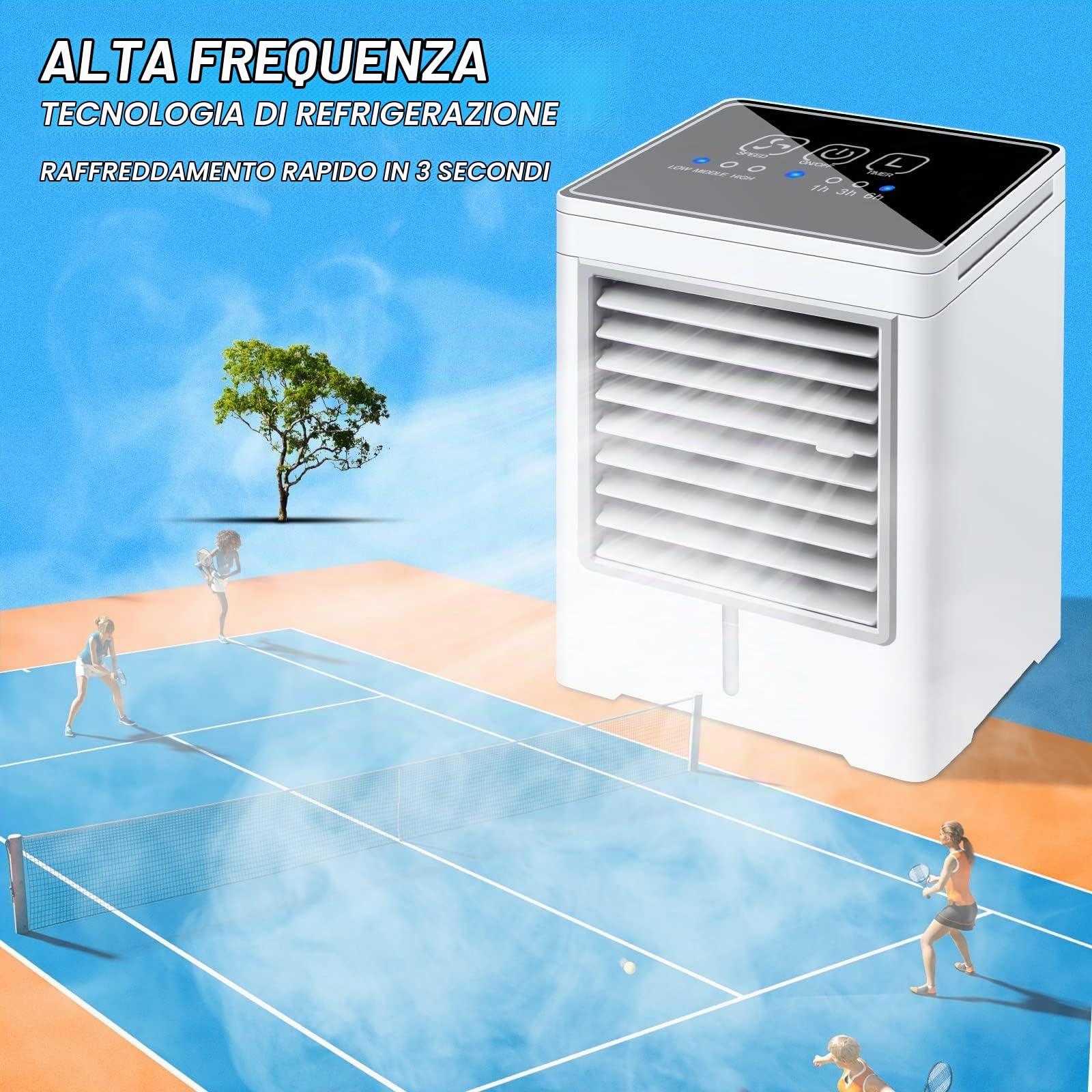 Raffreddatore Aria USB Portatile 145Mm Raffreddamento Evaporativo 3 Velocita - Condizionatore Personale Screen per Camper Auto Scrivania