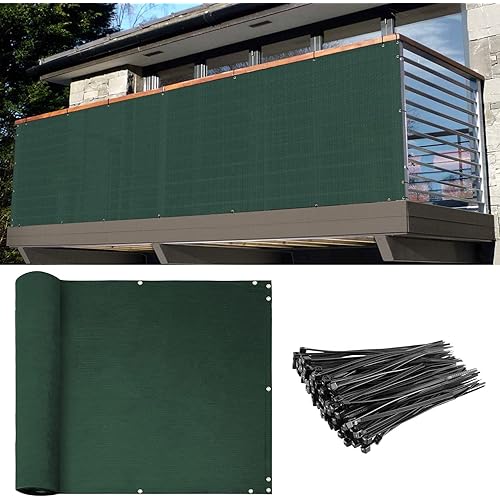 E&K Balcony Privacy Screen for Deck Yard Patio Pool 3'x58' Privacy Fence Screen Porch Yard Backyard Railings Chain Link Fence Dog Fencing Privacy Screen Cover with Zip Ties Green