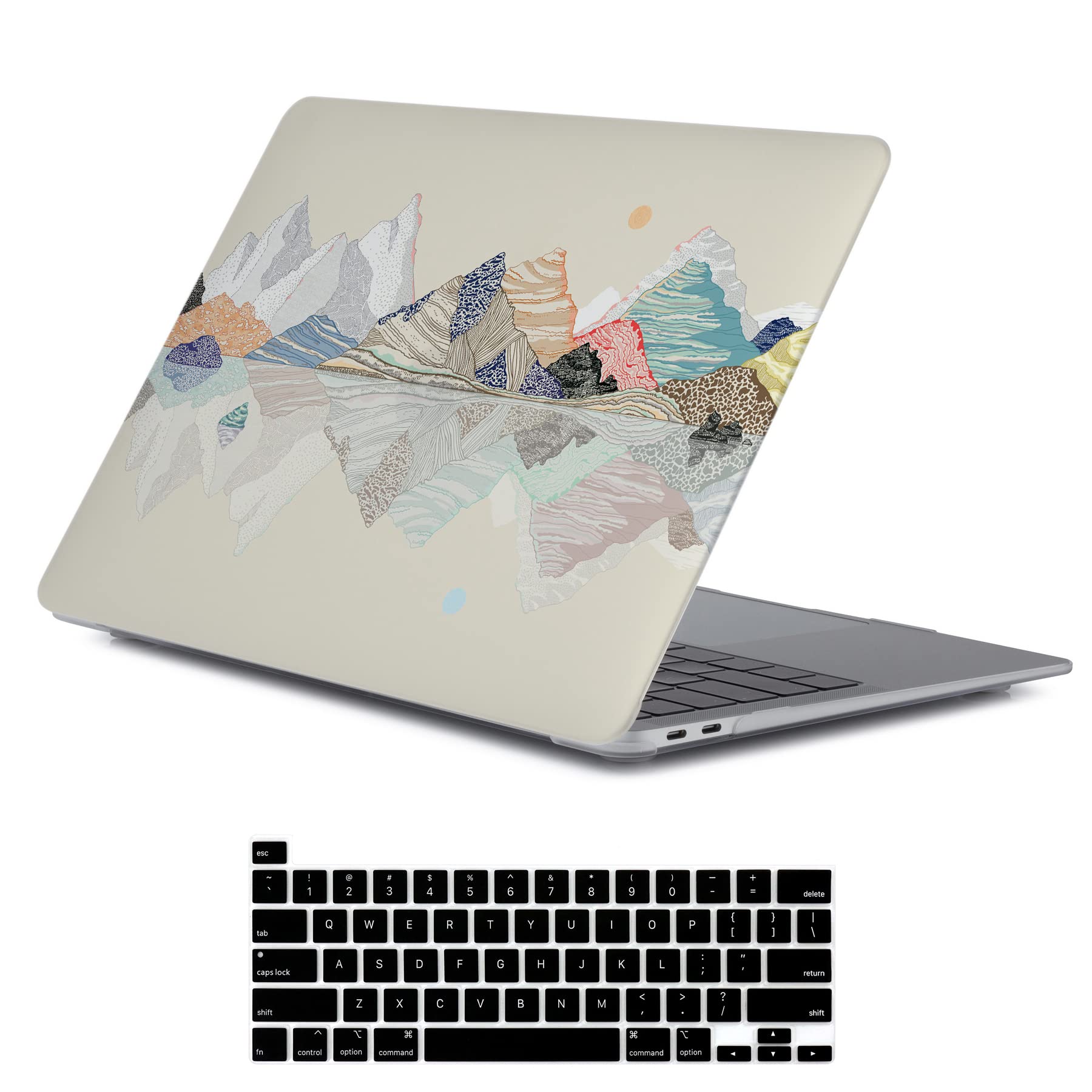 LanBaiLanCompatible for MacBook Pro 13 inch with Touch Bar 2022 2020 2019 2018 2017 2016 Release M1 M2 A2338 A2289 A2251 A2159 A1989 A1706 A1708, Laptop Protect Shell Case & Keyboard Cover, Mountain