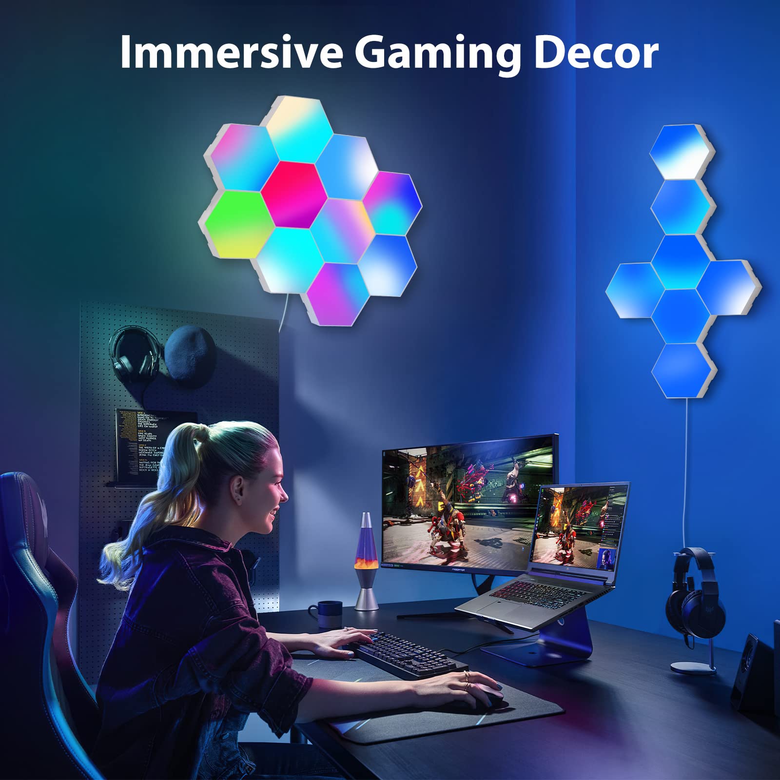 Hexagon LED Gaming Panel 10-tlg. - RGB Smart Beleuchtung Mit App Steuerung