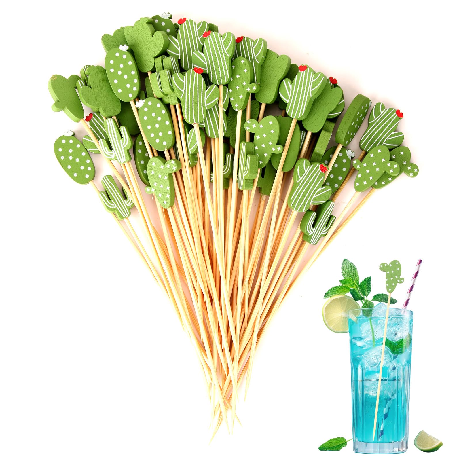 Bravien Kaktus Fingerfood Spiee, 100 Stck Cocktail Spiee Bambus Spiee  Fr Snacks Obst Spiee Ksespiee Party Dekoration Zahnstocher Holz 12cm ...
