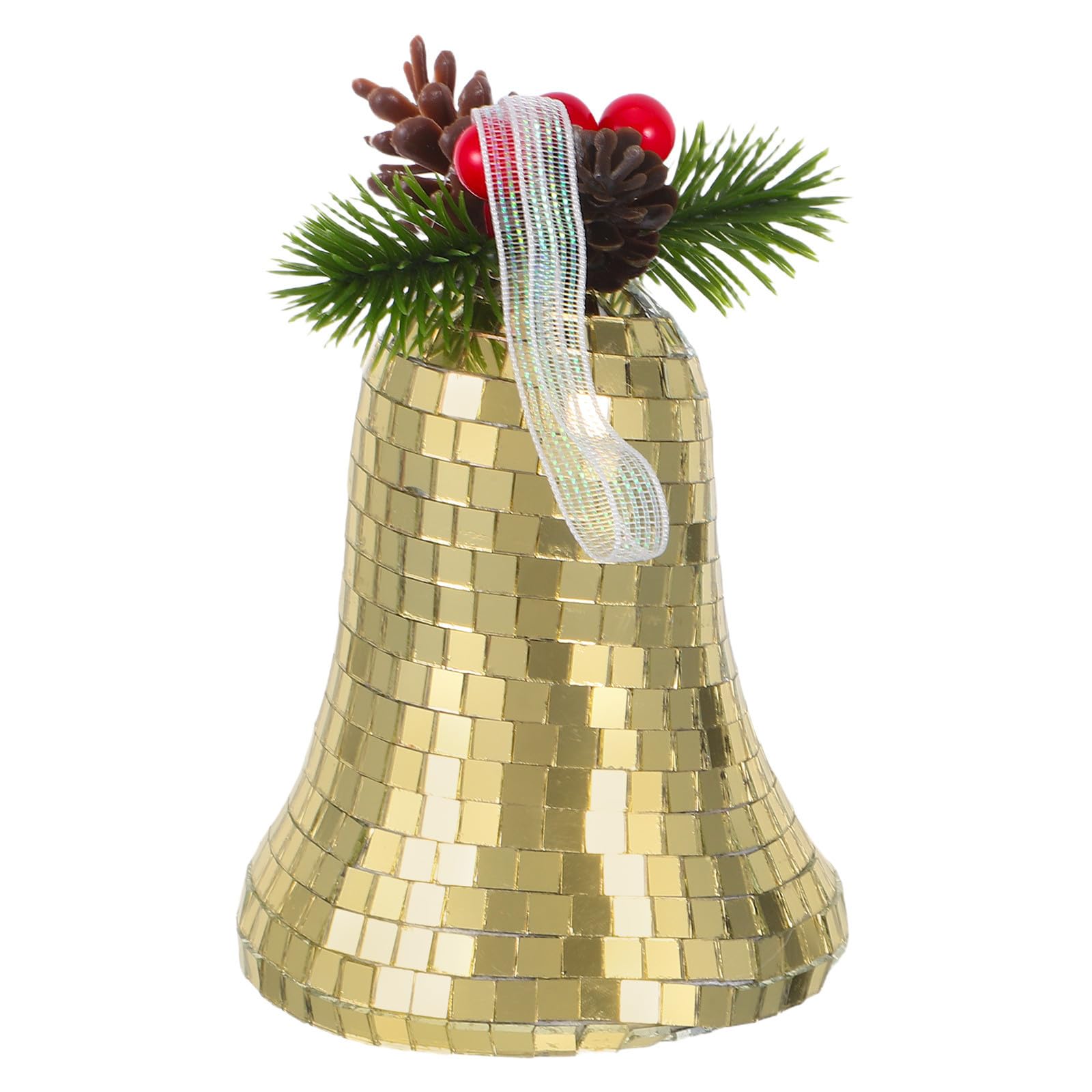 Toyvian 5 Piezas Adorno de Campana de Cristal Reflectante Dorado para Árbol